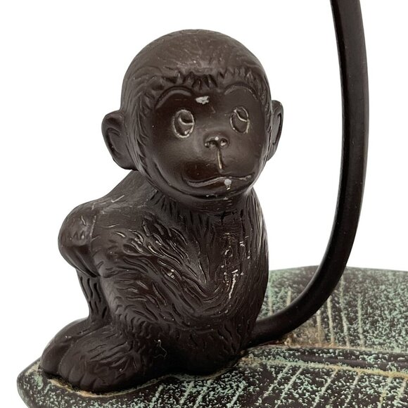 Cast Iron Monkey Leaf Banana Grape Holder Tail Hanging Hook Tropical Tiki Bar - Picture 6 of 9